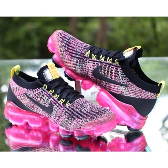 Nike Air VaporMax Flyknit 3 Black Multicolor Sneakers Size 7 Womens Shoes - Picture 8 of 16